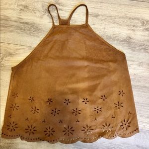 Suede Scalloped Tank Top